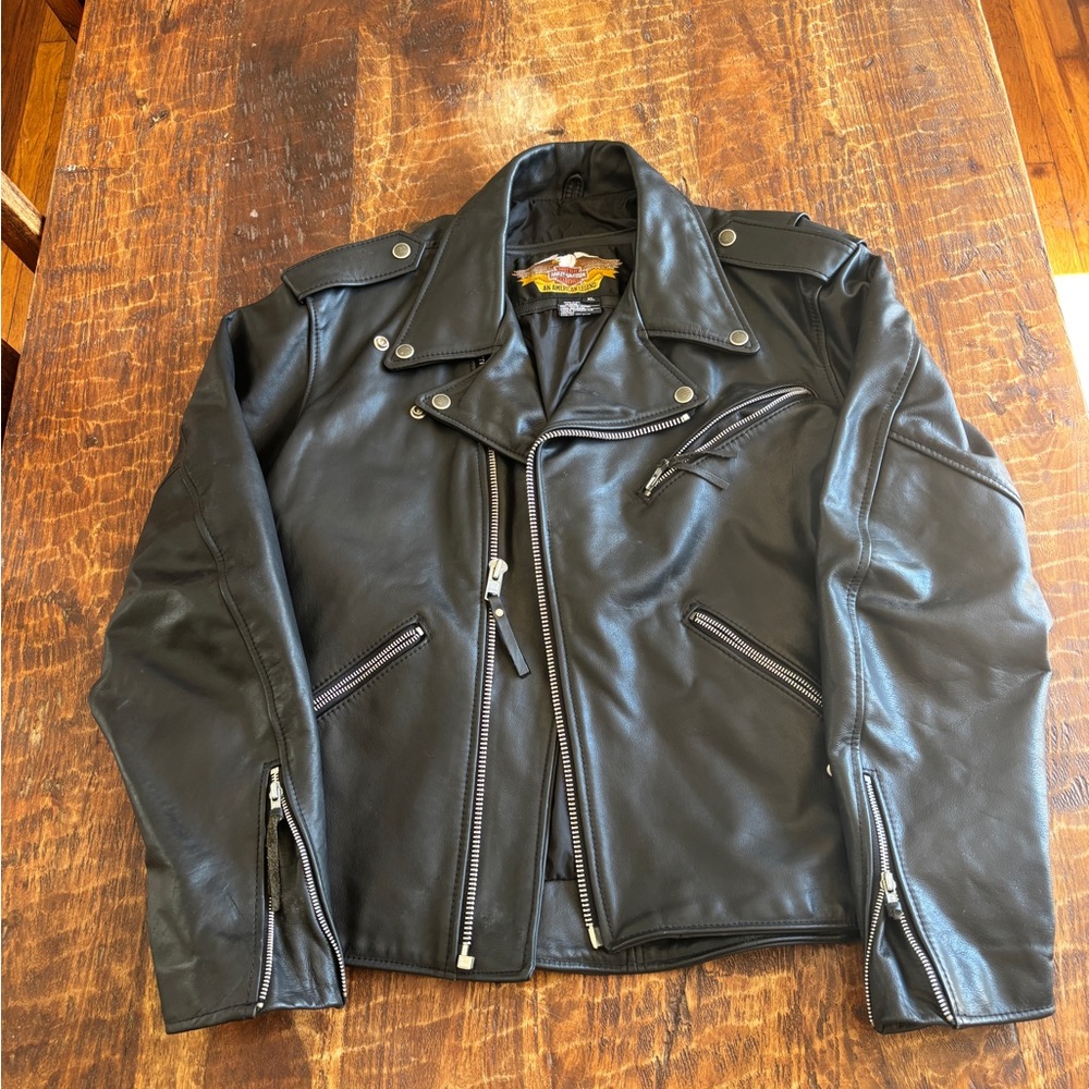 Harley Davidson men’s XL Black Leather Biker Jacket